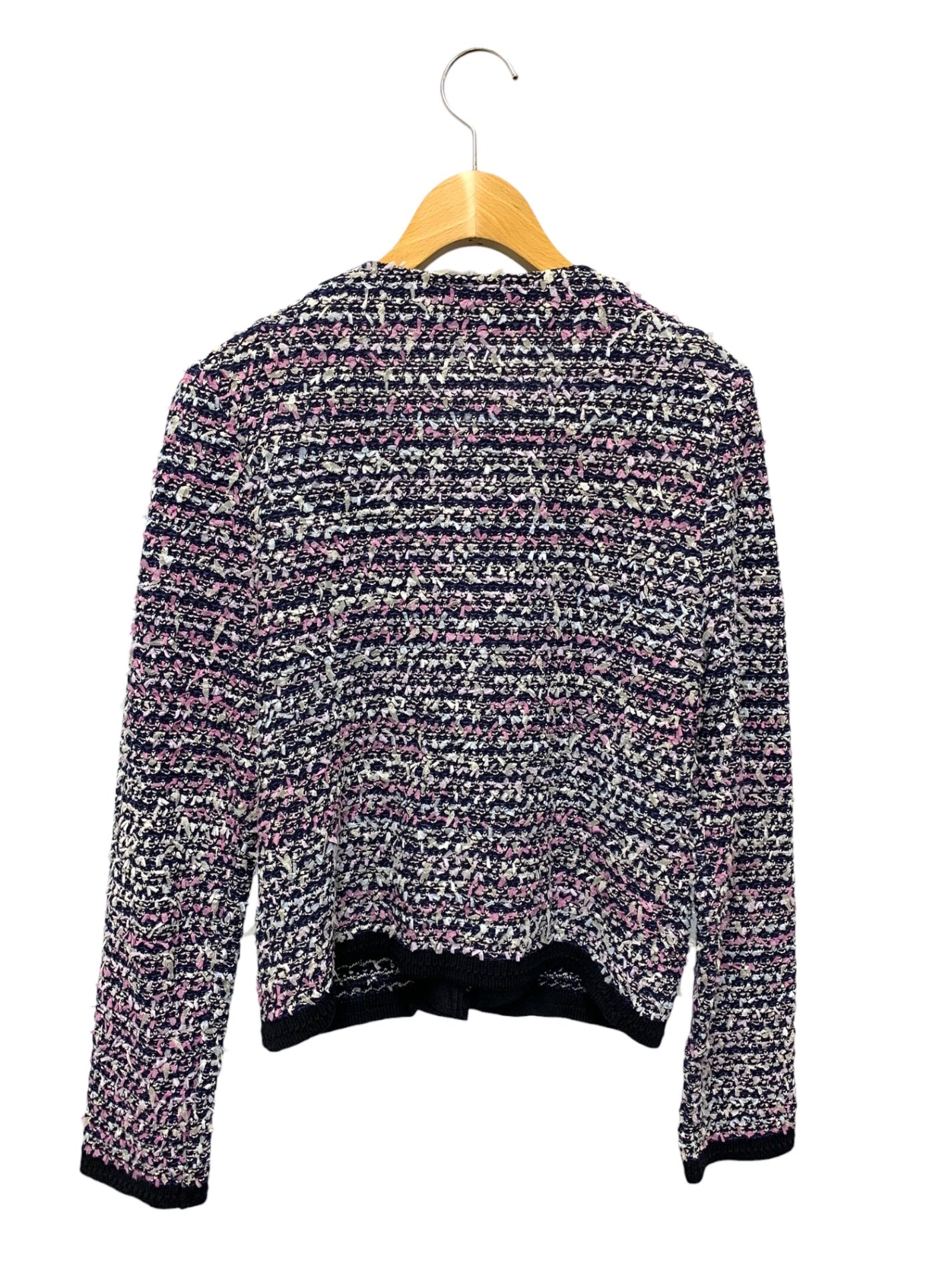 トゥービーシック W5E11-393-36 ジャケット 42 ネイビー ノーカラー ツイード IT8YUB8PJJ24 【SALE】