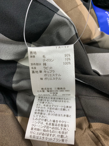 ブルーレーベルクレストブリッジ 55B29-288-09 チェスターコート 38 ブラック ウール ラビットファー IT8V4K7E4IAO