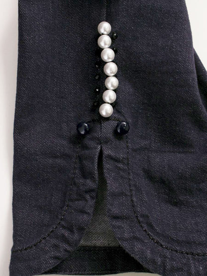 トゥービーシック W5R07-565-29 デニムパンツ 38 ネイビー パールビジュー ITF14Q0IUV7K