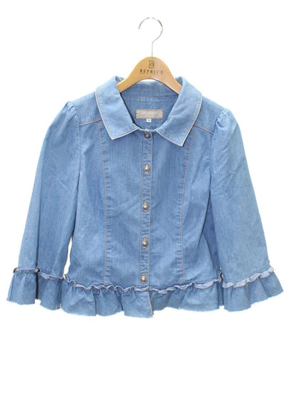 エムズグレイシー 724314 ジャケット 38 ブルー デニム フリル IT2854O1H3OO