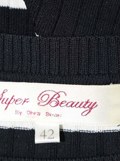 スーパービューティー ニット 42 ネイビー ボーダー リブ 刺繍 すずらん ITZFVP0H7BHS 【SALE】