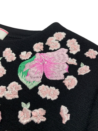 レオナールファッション 0337064 ニット セーター 3 ブラック 刺繍 フラワーモチーフ ITLRKEYJIORR