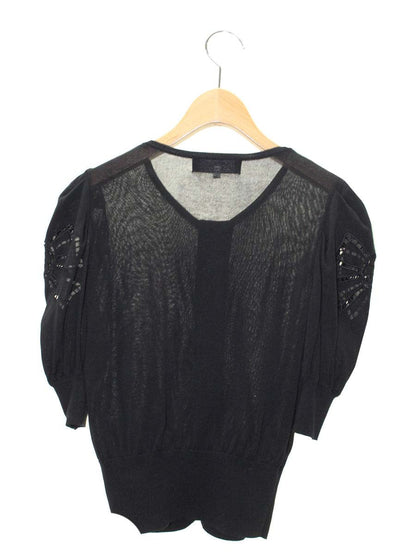 エムズグレイシー リボン刺繍入り半袖カーディガン 218327 38 ブラック ITJE0UNLFCDC