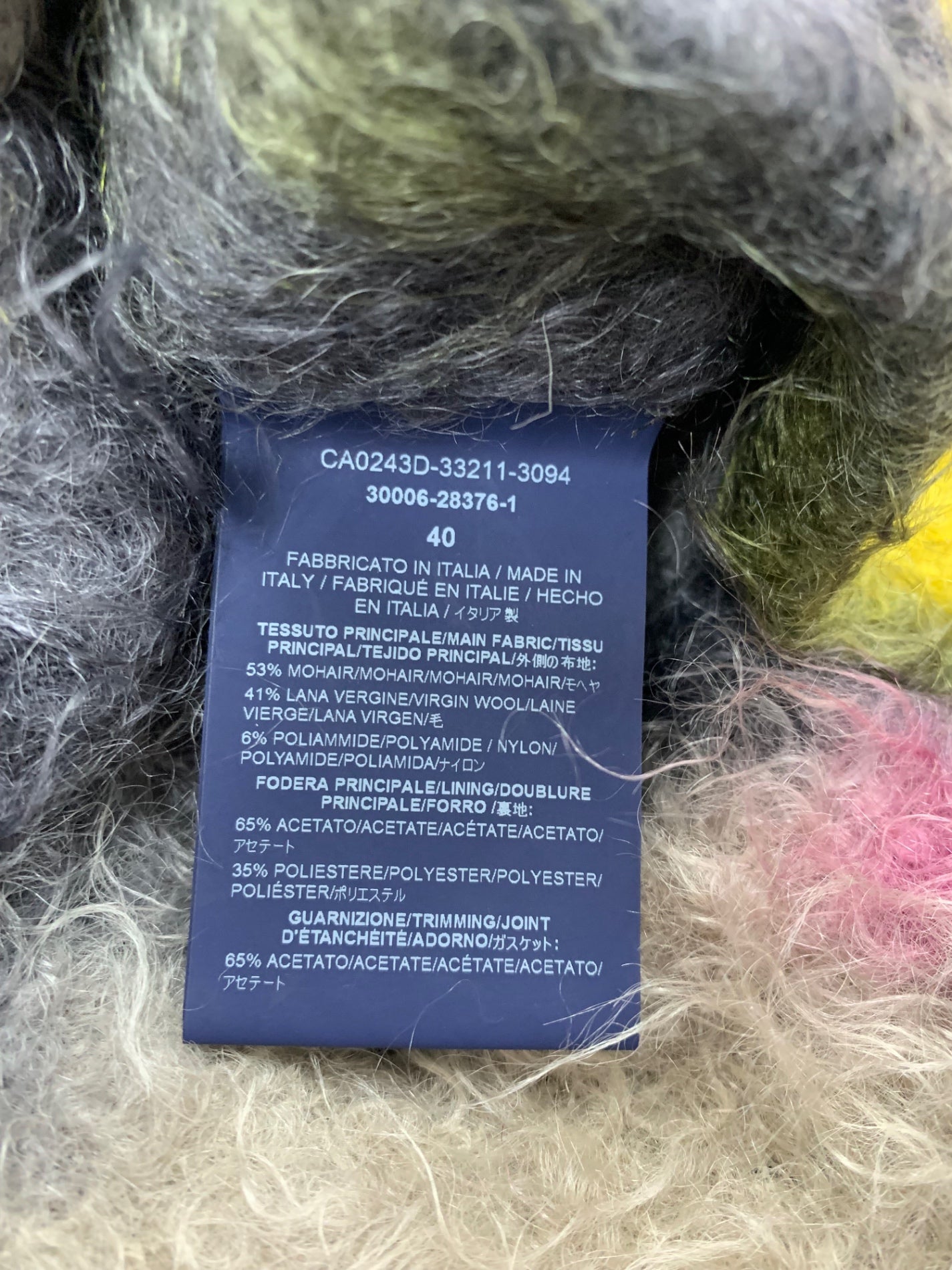 ヘルノ CA0243D-33211-3094 コート 40 マルチカラー ノーカラー モヘア混 ITY2EH80O722 【SALE】