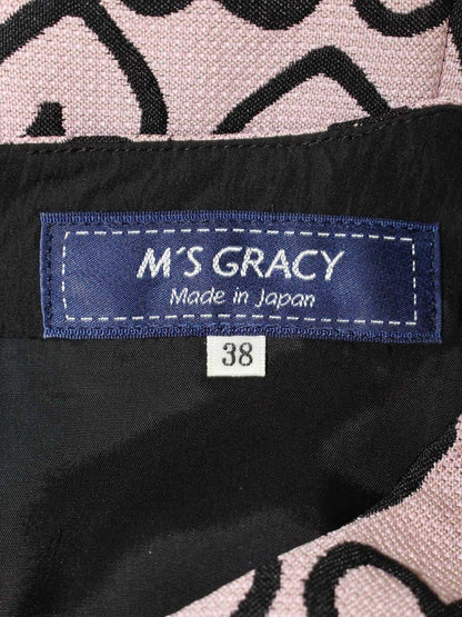 エムズグレイシー 811503 ワンピース 38 ピンク ハートモチーフ リボン タックフレア ITBQK4E54BM1