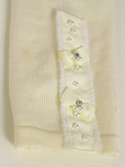 ルネ 6842980 パーカー 34 アイボリー ジップアップ パール リボン フリンジ ITXTG3XNJDFK