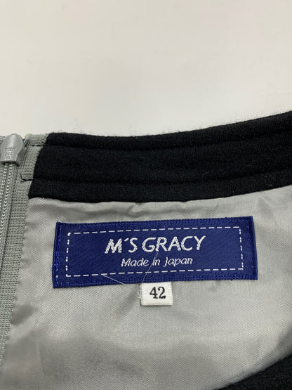 エムズグレイシー 411701 ワンピース 42 グレー ジャージー リボン ITJ2JWZ5EDAZ