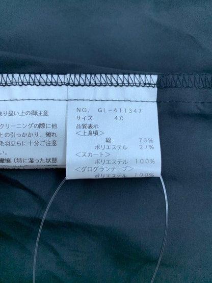 エムズグレイシー 411347 ワンピース 40 ブラック 花 ニット 異素材ミックス ステッチ ITN50W1XXKIO
