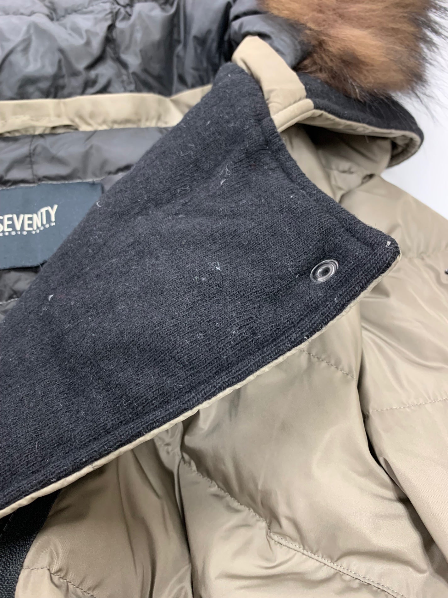 セブンティ 457-13115 ダウンジャケット 48 ブラウン ファー付き フーディー ITTD2T27XJHQ