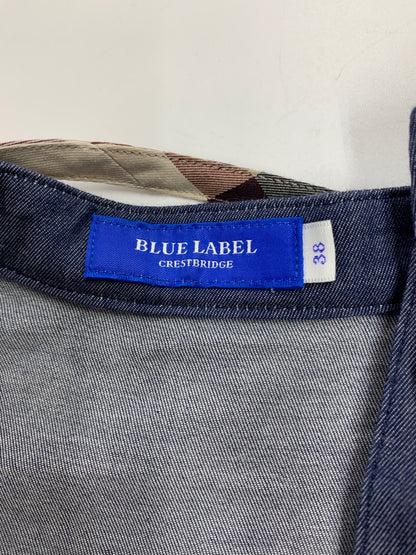 ブルーレーベルクレストブリッジ 55J25-345-29 ワンピース 38 ネイビー デニム フリル フレア ITHIHGO67PPW 【SALE】