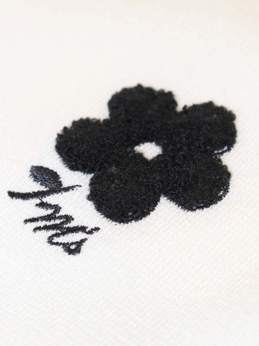 エムズグレイシー 318612 セーター 38 ホワイト 刺繍 ハイネック ITEE1GDC1QE4