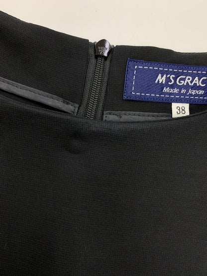 エムズグレイシー ステッチ入りテープ付きコンビ 511127 ワンピース 38 ブラック 切替 IT6ACQ3RGS07