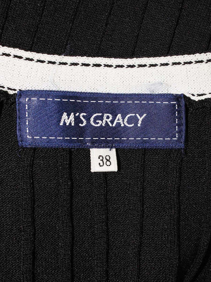 エムズグレイシー 018314 ニット セーター 38 ブラック 刺繍 フラワーモチーフ ITX91HL2YLQ8