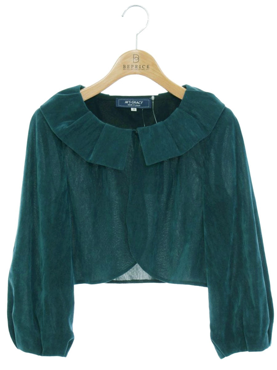 エムズグレイシー 014505 カーディガン 38 ブルー ボレロ ベロア ITN8R9SLZC5Q