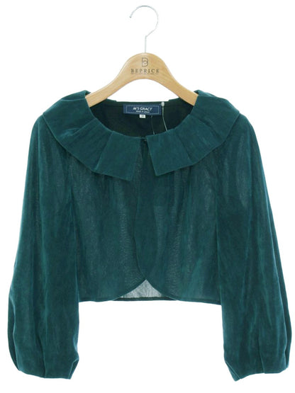 エムズグレイシー 014505 カーディガン 38 ブルー ボレロ ベロア ITN8R9SLZC5Q