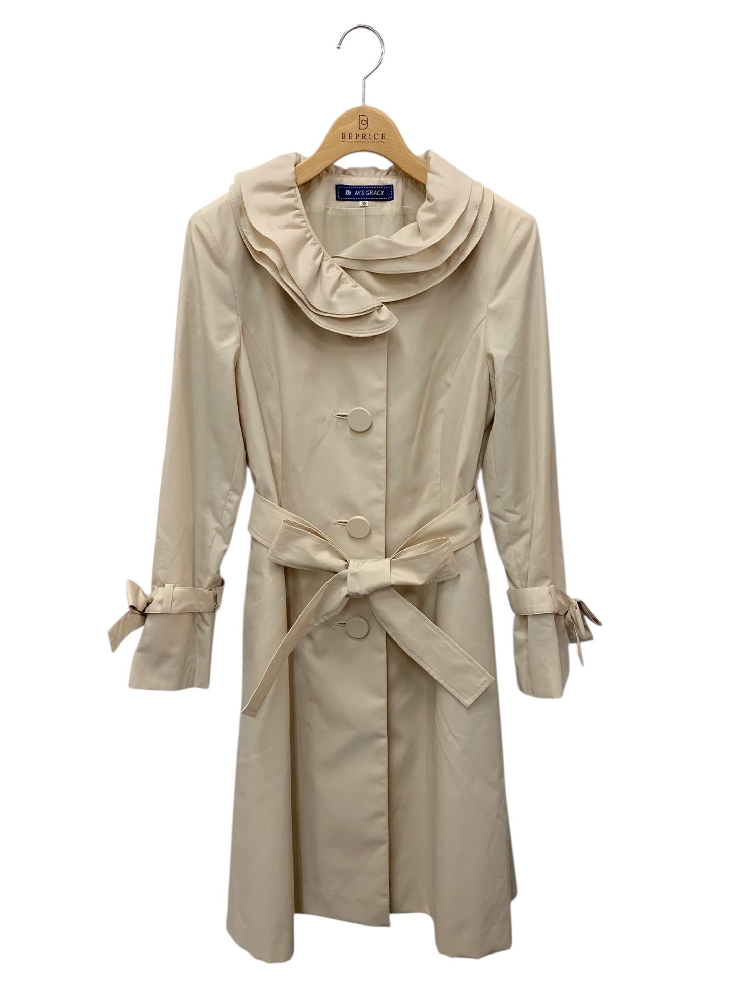 エムズグレイシー 129110 コート 38 ベージュ フリルカラー ITM3FU4B2DA4