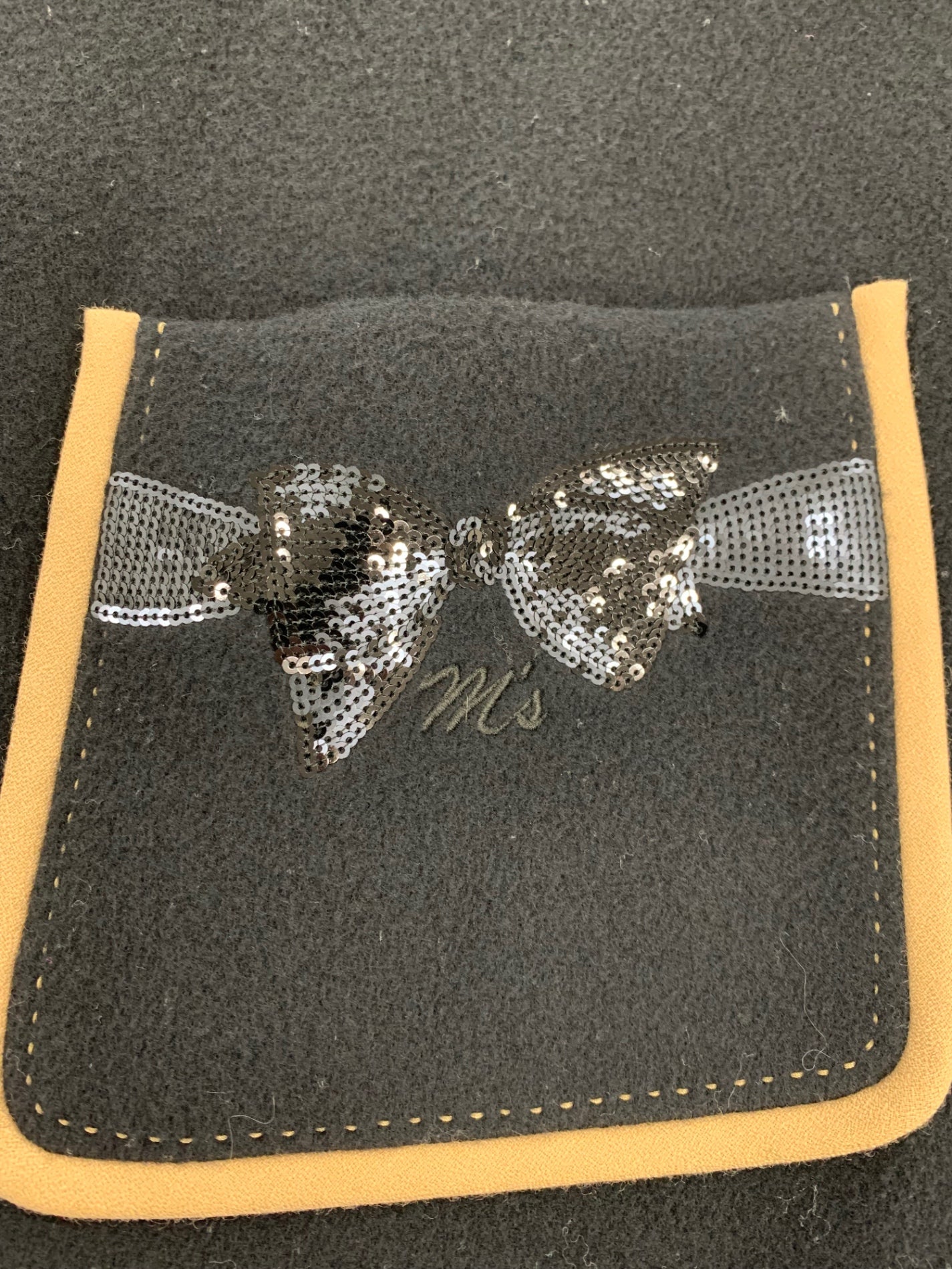 エムズグレイシー 019521 コート 40 ブラック スパンコール刺繍入りジップアップ ITUT9JR0WYSZ