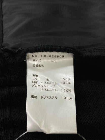 エムズグレイシー 628609 ジャケット 38 ブラック カメリアWジップ ニット ナイロン ITB7RFXP5IKO