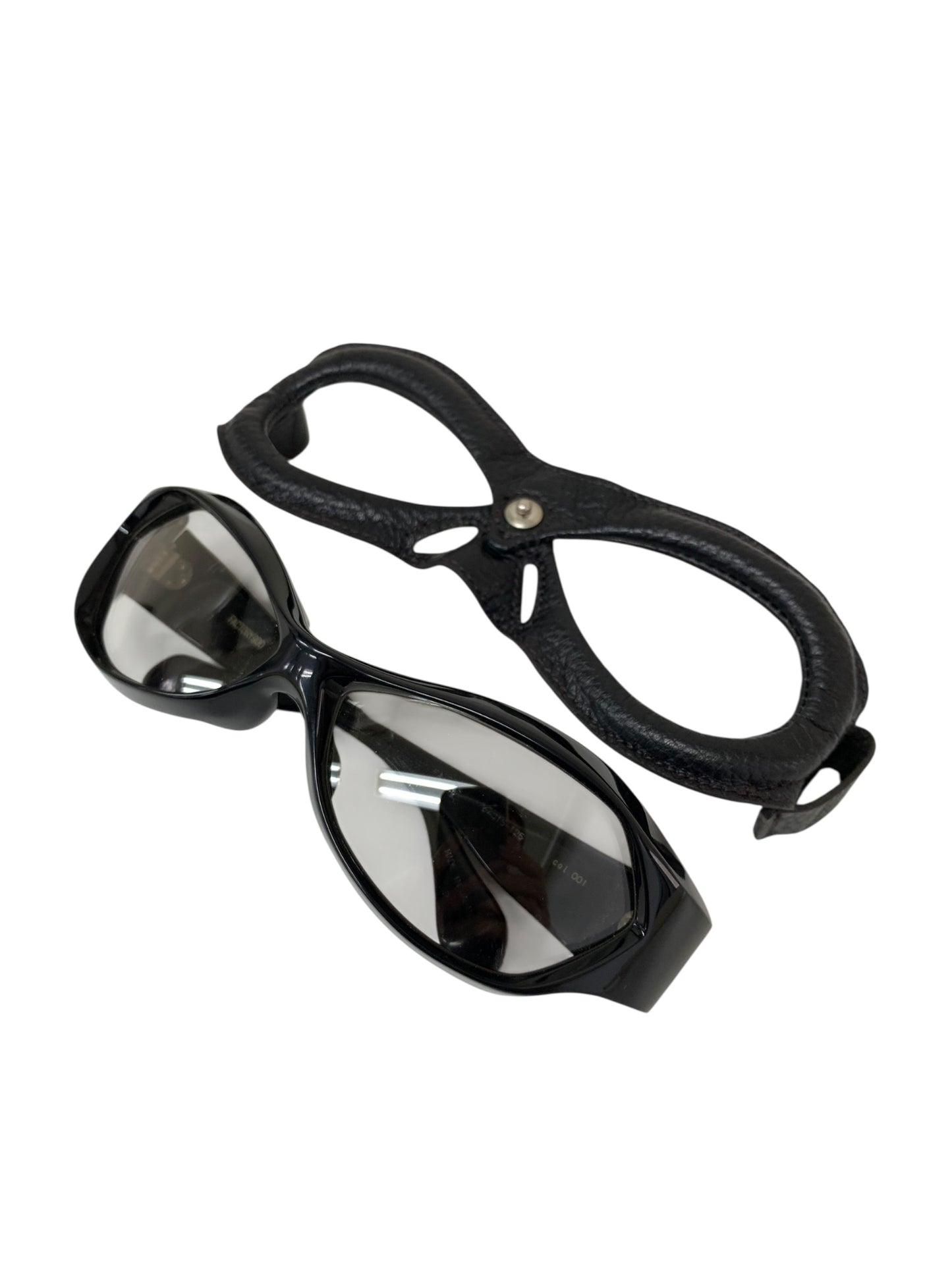 ファクトリー900 FA-160 メガネ ブラック ゴーグルシリーズ 本革フード付き セルフレーム フルリム ITKVWJ3XJBB4
