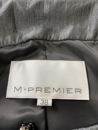 エムプルミエ A806-016 ノーカラージャケット 38 グレー ジップ フリル IT00ZIJWOOE0