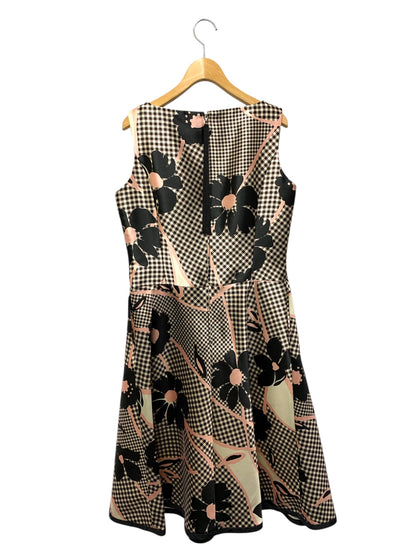 エムズグレイシー Check x Flower One-piece 911310 ワンピース 40 ベージュ ITU48DJWSP5E