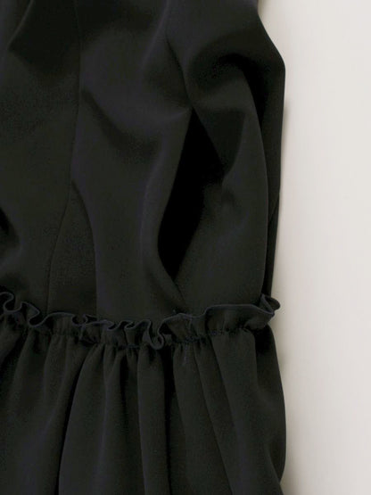 フォクシーニューヨーク Tuck＆Gather Dress 38985 ワンピース 42 ブラック フリル ITGYVBU3CZ44