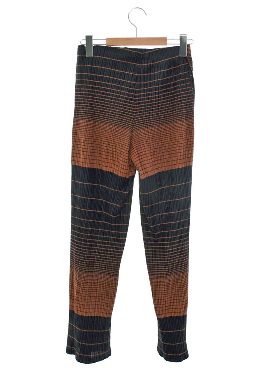 プリーツプリーズイッセイミヤケ PP03-JF852 パンツ 1 オレンジ ネイビー プリーツ ストライプ ITL11OWZ1I6Q