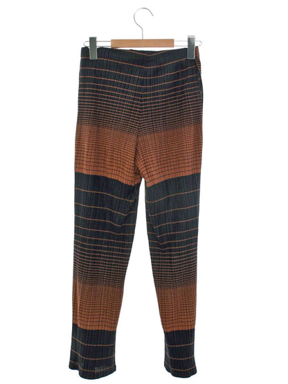 プリーツプリーズイッセイミヤケ PP03-JF852 パンツ 1 オレンジ ネイビー プリーツ ストライプ ITL11OWZ1I6Q