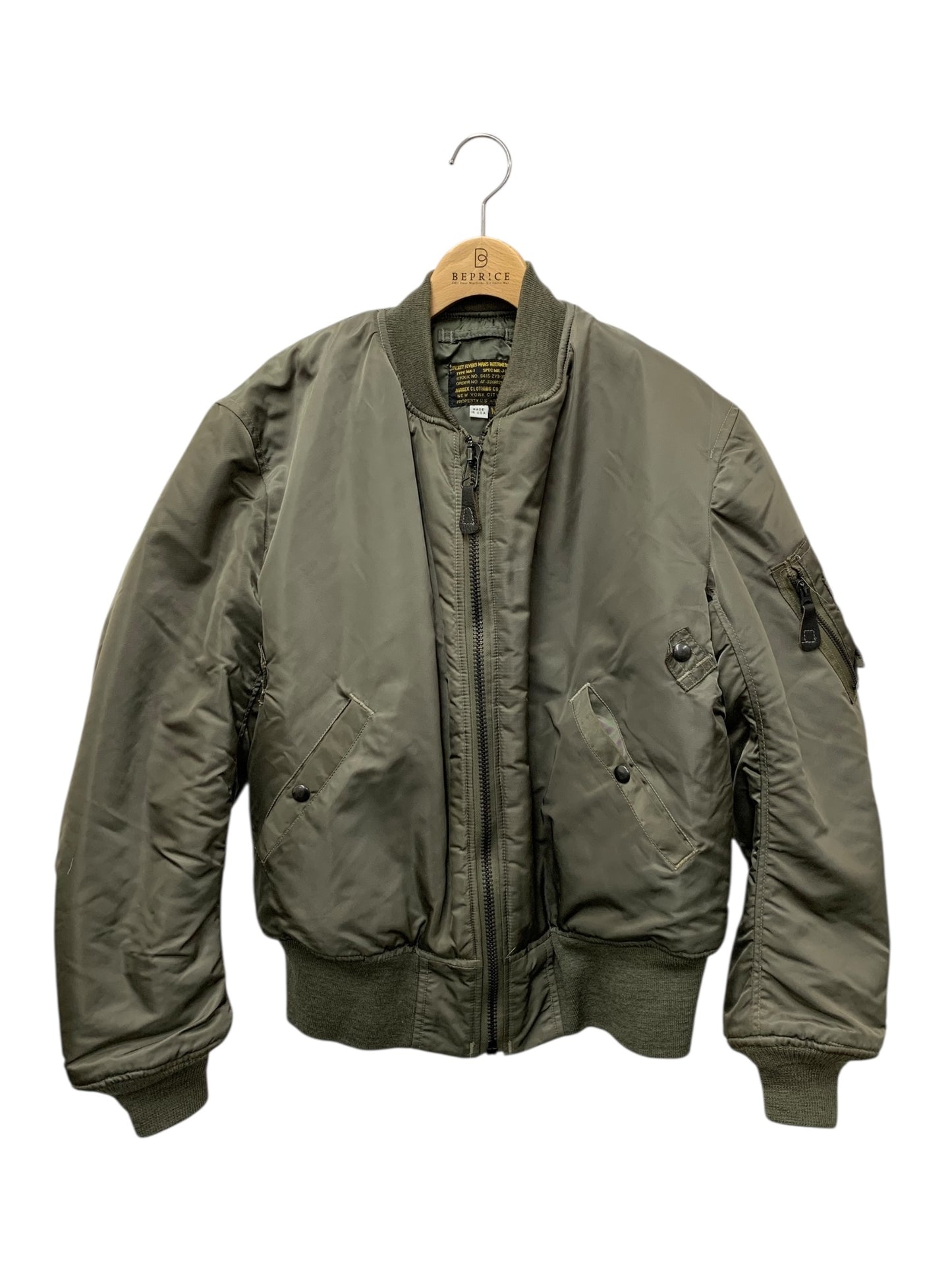 アヴィレックス ブルゾン M カーキグリーン レザージップ ITN5QXLA3LL0