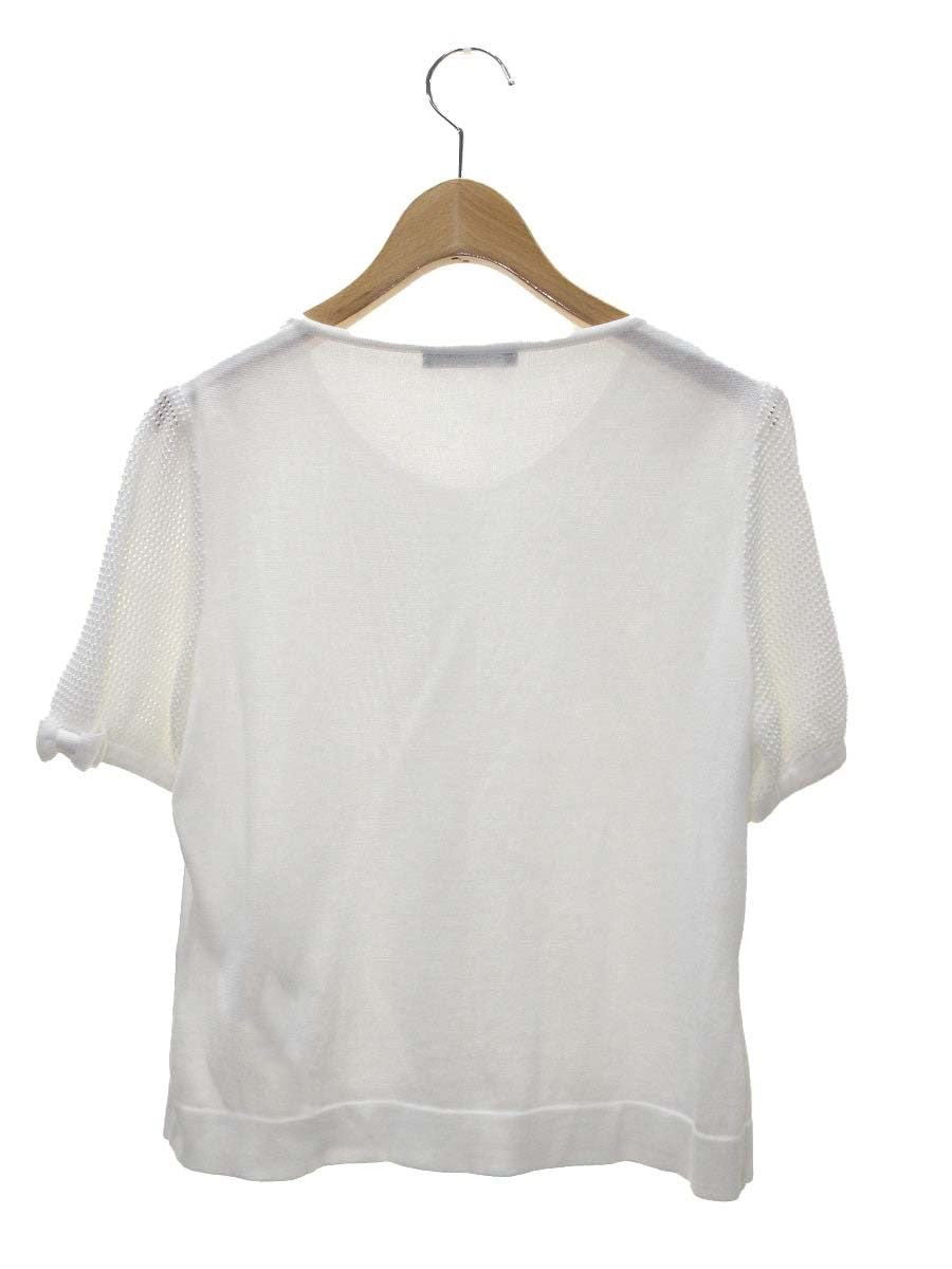 ルネ  basic 5722070 カーディガン 38 ホワイト メッシュスリーブ カメリアボタン IT6BZ08NMKVE