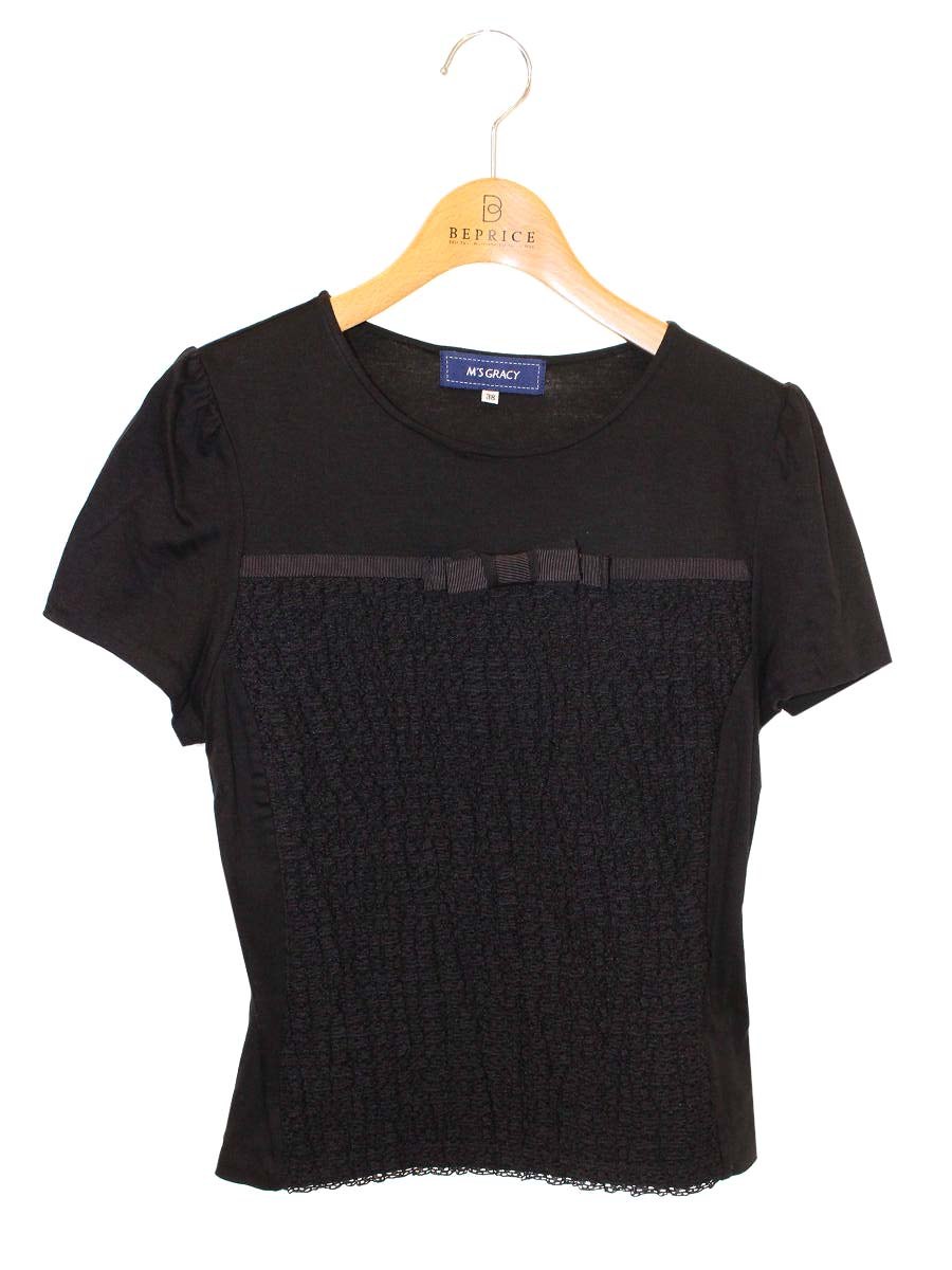 エムズグレイシー 915110 Tシャツ カットソー 38 ブラック リボン ITX498UY9MM8
