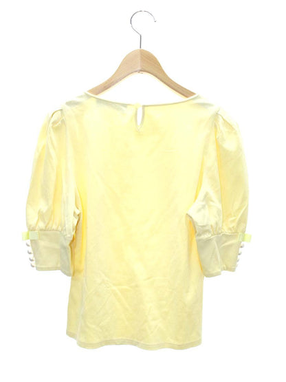 エムズグレイシー 215313 カットソー 40 イエロー フェイクパール リボン ITDGNGDL9IOK