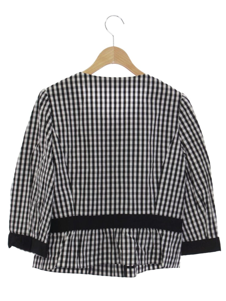 エムズグレイシー 024310 ブラウス 42 ブラック シャツ ギンガムチェック リボン IT1V5PT5H3K0