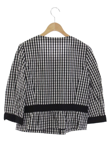 エムズグレイシー 024310 ブラウス 42 ブラック シャツ ギンガムチェック リボン IT1V5PT5H3K0