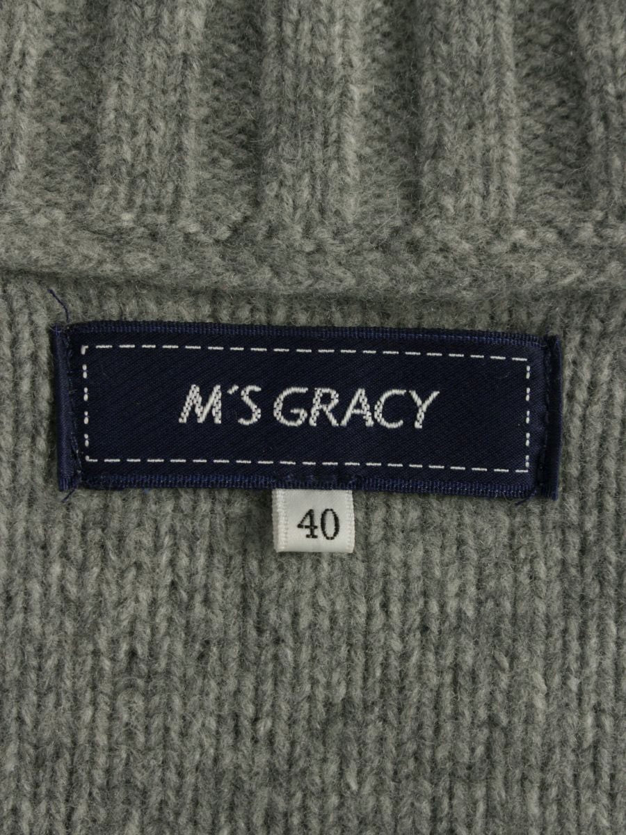 エムズグレイシー 918573 ニット 40 グレー フラワーモチーフ リボン ITKFDAKEA1AO