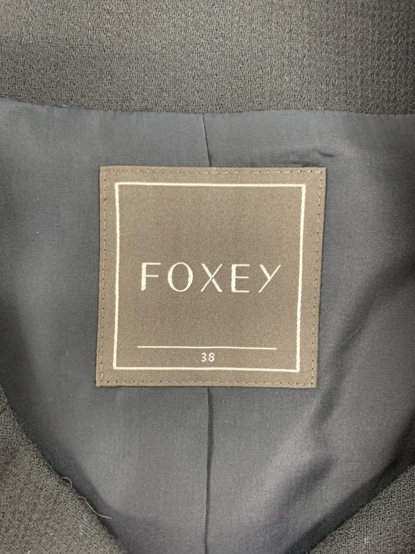 フォクシーブティック 35218 ジャケット 38 ブラック ノーカラー ウール混 ITK2QYJN9CE0