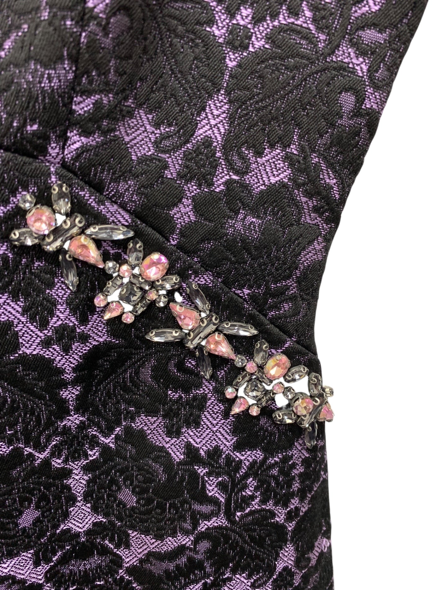 セントジョン K15RVV21 ワンピース 0 ブラック フラワー ビジュー ジャガード ドレス IT24C1MHABBE