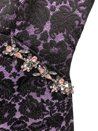 セントジョン K15RVV21 ワンピース 0 ブラック フラワー ビジュー ジャガード ドレス IT24C1MHABBE