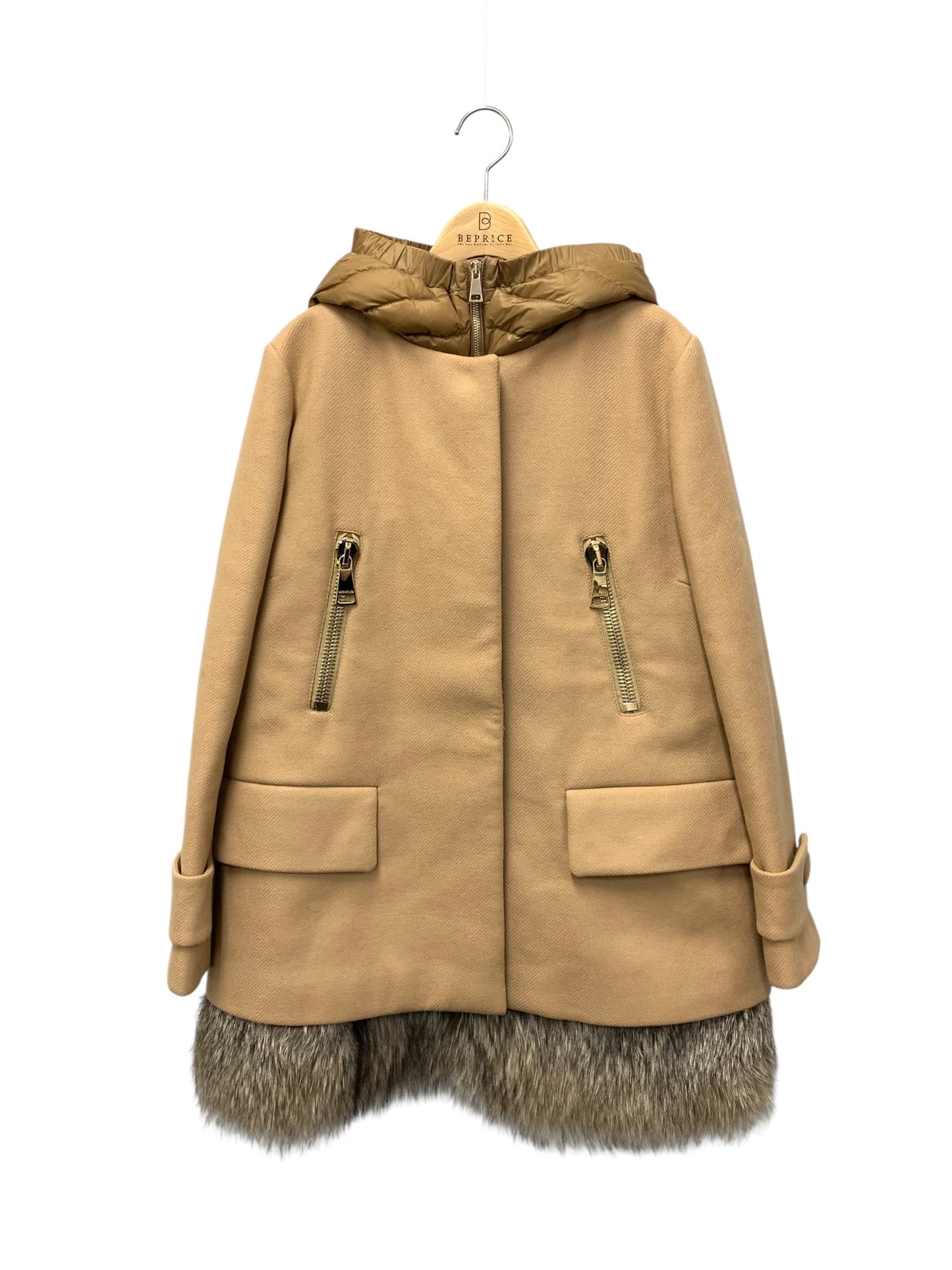 モンクレール FENELON GIUBBOTTO FENELON JACKET A2-093-49715-10 1 キャメル フォックスファー ダウンジレ ITF6W5PXV9WI