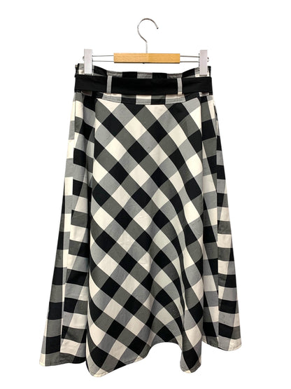 エムズグレイシー 217313 スカート 40 ブラック チェック フレア ITYDNJL9ML78