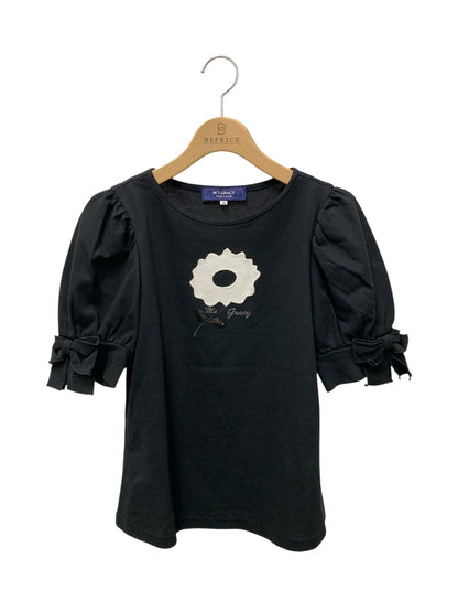 エムズグレイシー 515335 Tシャツ 38 ブラック フラワーモチーフ スパンコール IT96GQKBXSQY