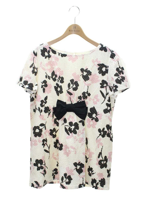 ギャラリービスコンティ 1270939 チュニック 3 アイボリー フラワープリント リボン ITDKSJJLYZM8