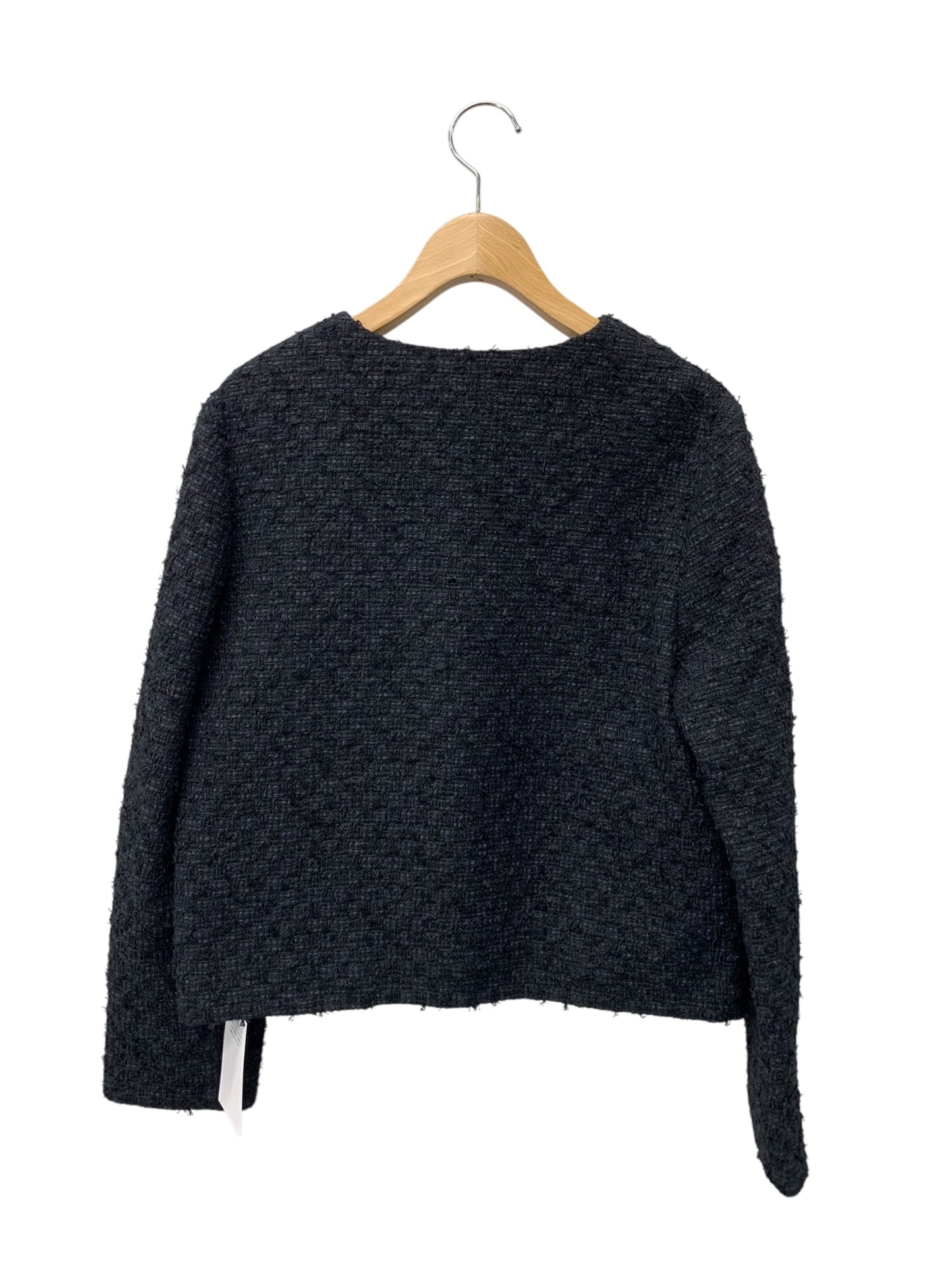 アドーア ペーパーヤーンツイードノーカラージャケット 531-0150029 36 ブラック ITI51J2EXKPG