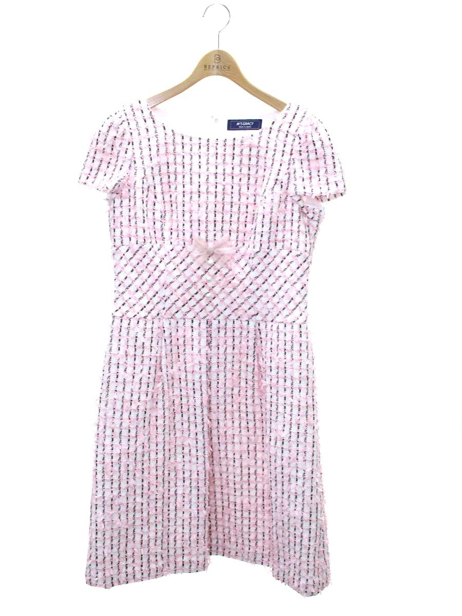 エムズグレイシー　新品未使用　リボン付き裾スカラップワンピース　42 megumi企画】後ろリボン2wayニットSETワンピ | one after another NICE