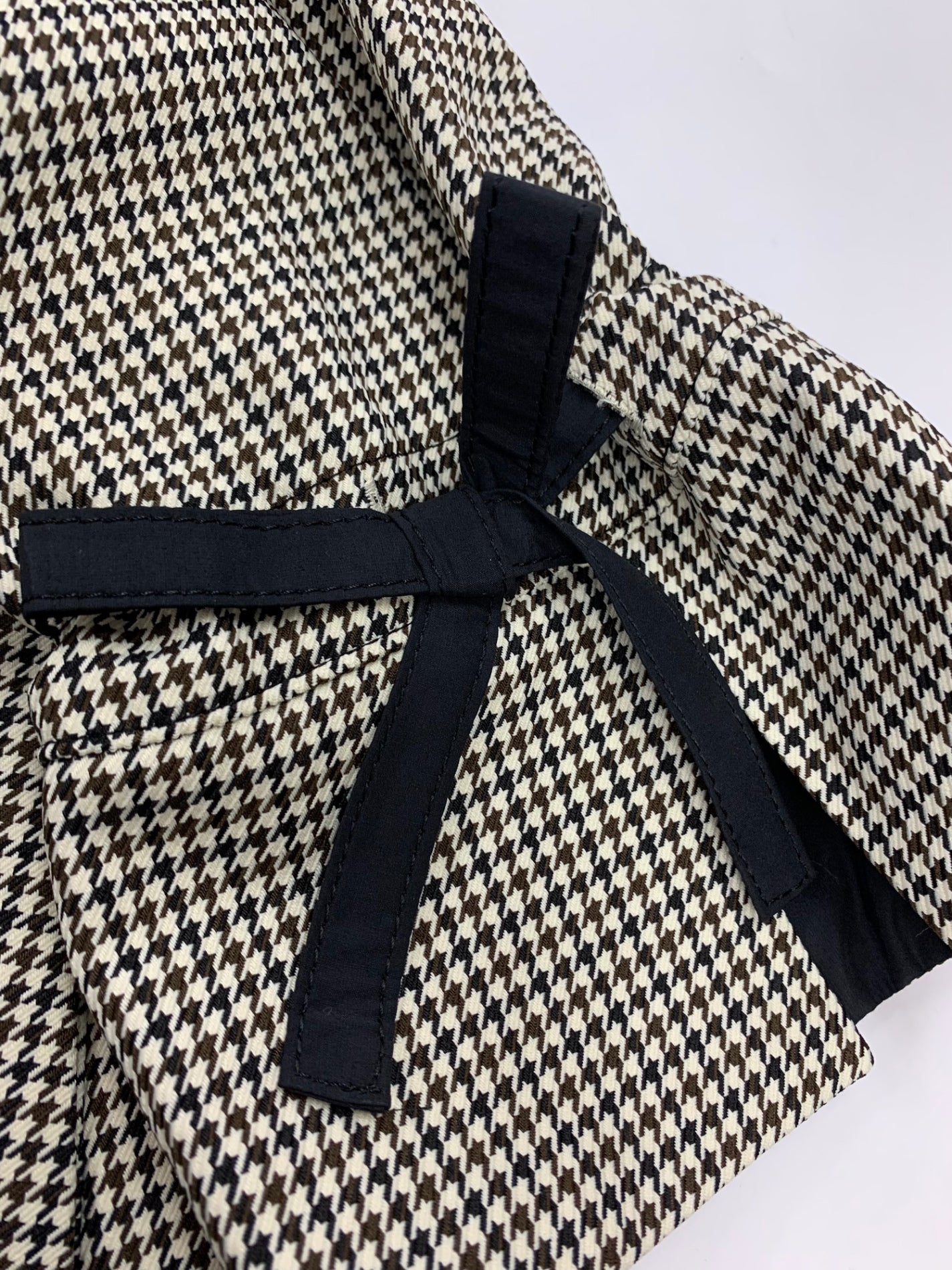 エムズグレイシー 919508 コート 40 ブラウン 千鳥格子 カメリアWジップ ウエストリボン IT8W26I05IY8