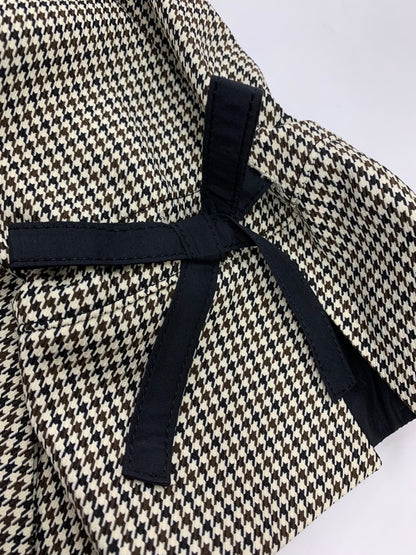 エムズグレイシー 919508 コート 40 ブラウン 千鳥格子 カメリアWジップ ウエストリボン IT8W26I05IY8