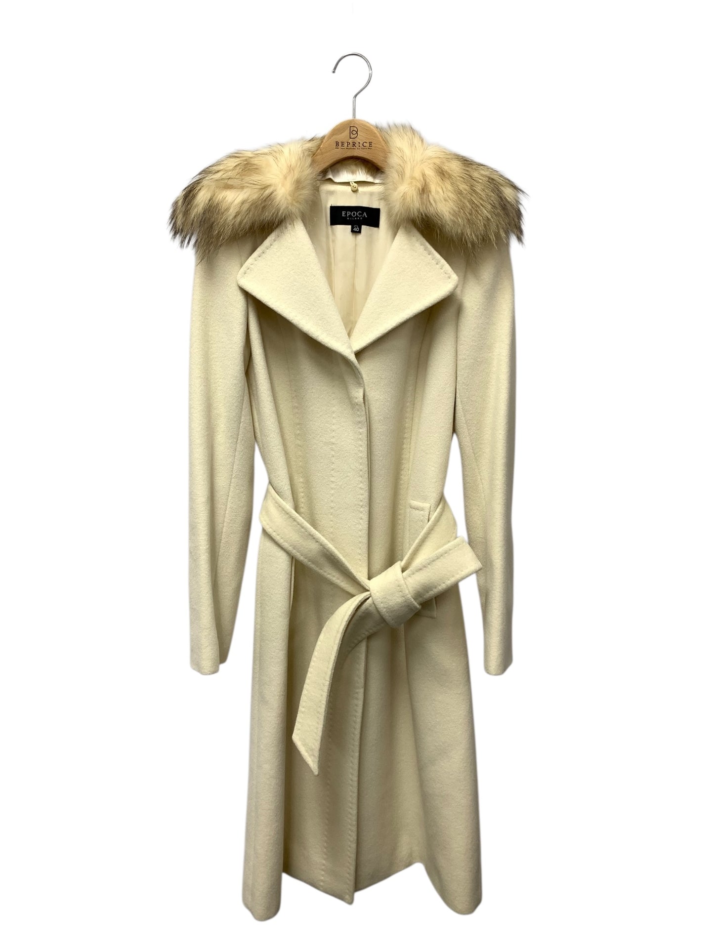 エポカ KN112-471-01 コート 40 アイボリー アンゴラ ウール カシミヤ ラクーンファー ITUM0MH42N4O