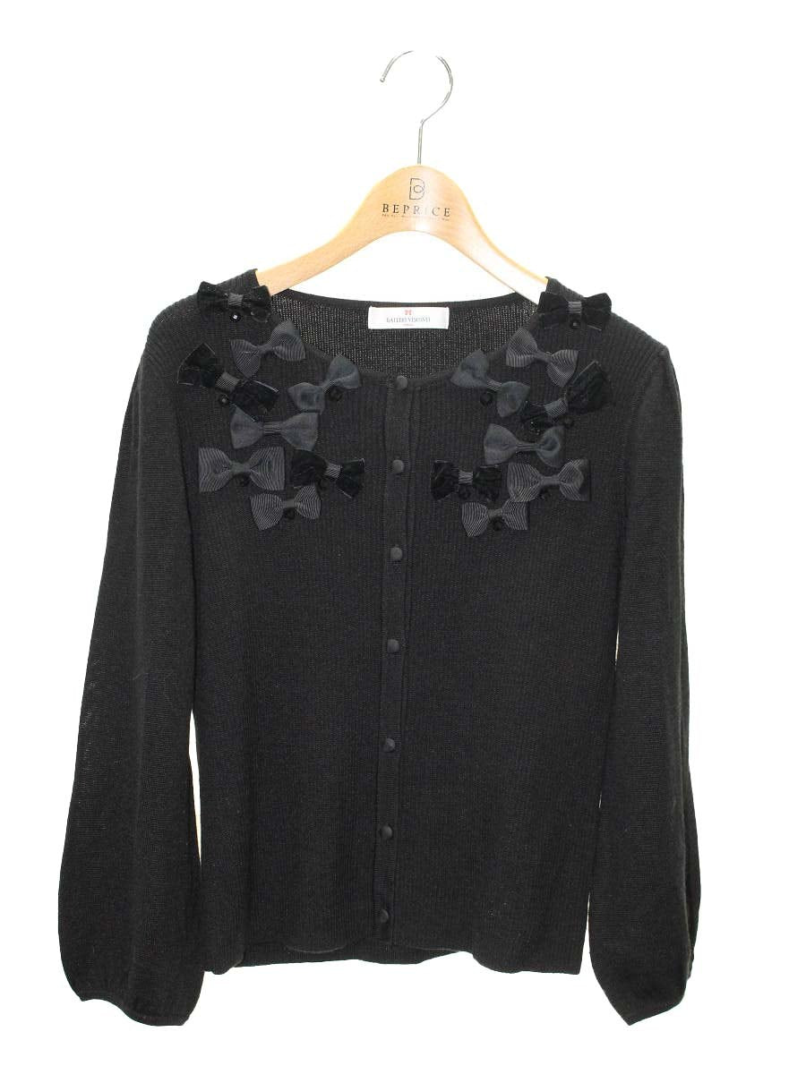 ギャラリービスコンティ 1322864 カーディガン 3 ブラック リボン ITYF9JCHL2MO