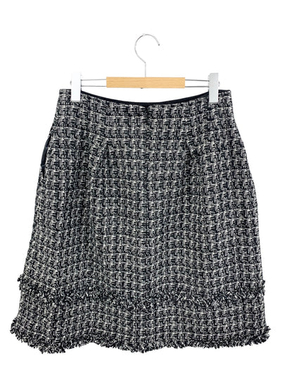 エムズグレイシー 317623 スカート 40 ブラック フリンジ ウール ツィード ラメ IT421OD0K0QI 【SALE】