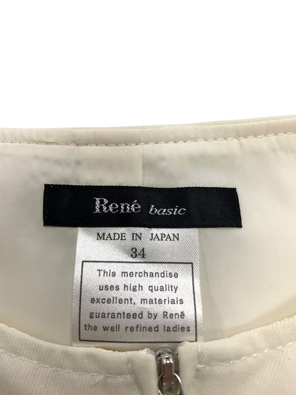 ルネ basic 5016400 ワンピース 34 アイボリー デニム調 フロントジップ フェイクパール IT8U1M4W8SJK 【SALE】